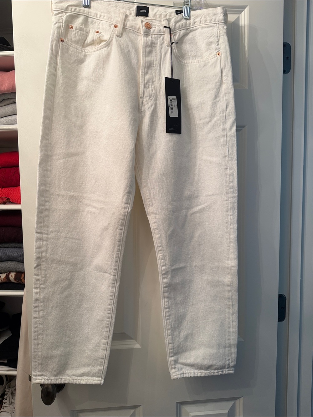 Edwin Straight-Leg Jeans in Off-White/Cream